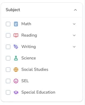 Pick your subject or skill